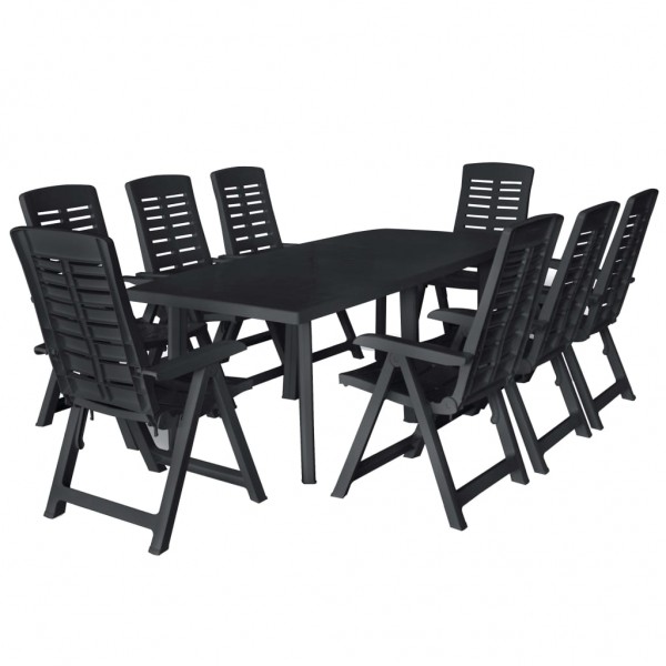 9 pcs conjunto de jantar para exterior plástico antracite D