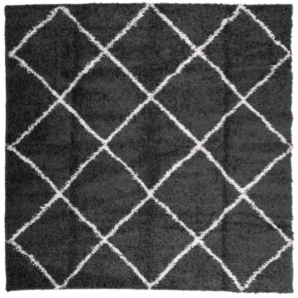 Tapete shaggy de pelo alto PAMPLONA 120x120 cm preto e creme M 2