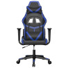 Silla gaming de masaje cuero sintético negro y azul 3