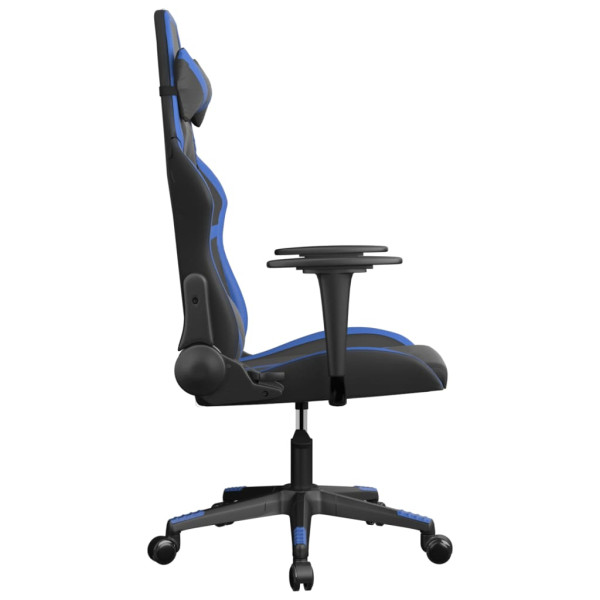 Cadeira gaming de massagens couro artificial preto e azul M 4