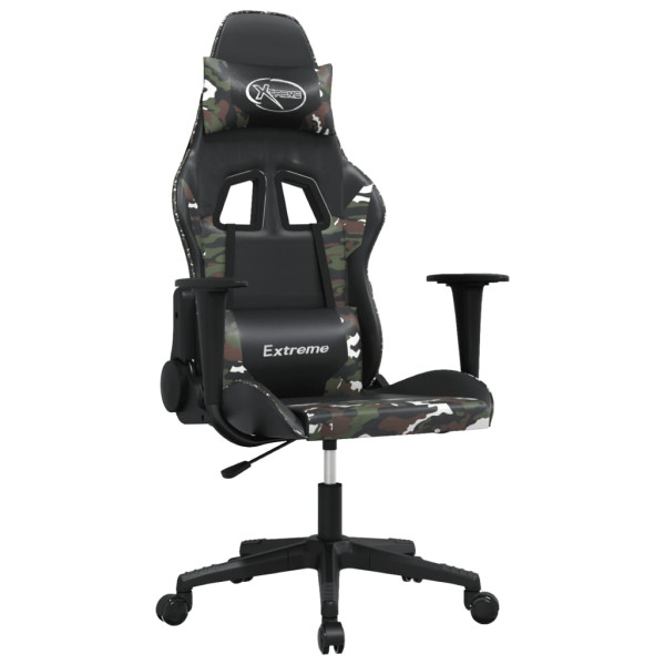 Cadeira gaming massagens couro artificial preto e camuflagem M 2