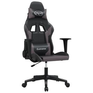 Silla gaming de masaje cuero sintético negro y gris H