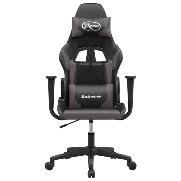 Silla gaming de masaje cuero sintético negro y gris M 3