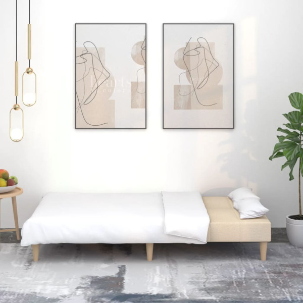 Sofá-cama de 2 lugares tecido cor creme M 3