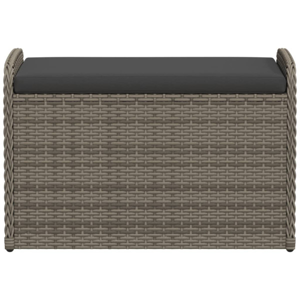 Banco de almacenaje con cojín ratán sintético gris 80x51x52 cm M 4