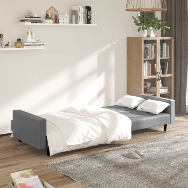 Sofá-cama de 2 lugares couro artificial cinzento M 3