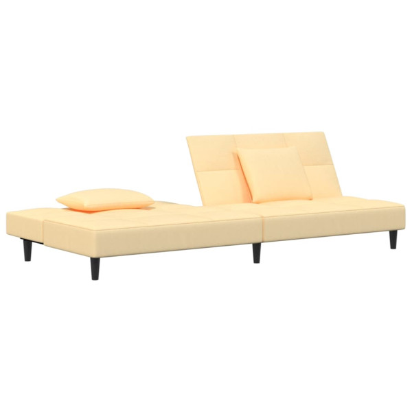 Sofá cama de 2 plazas con dos almohadas terciopelo color crema M 4