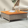 Mesa de jardim 70x70x25cm vime e madeira acácia maciça cinzento 1