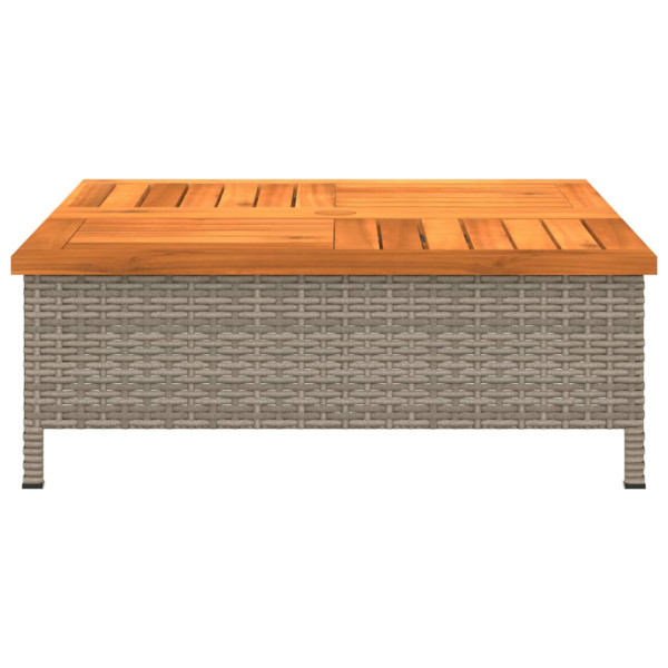Mesa de jardín ratán y madera de acacia gris 70x70x25 cm M 5