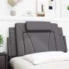 Almofadão de cabeceira 100 cm couro artificial cinzento 3