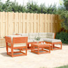 Set muebles jardín 5 pzas con cojines madera pino marrón cera 1