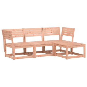 4 pcs conjunto lounge de jardim madeira de douglas maciça H