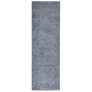 Alfombra de pelo largo moderna azul 80x250 cm H