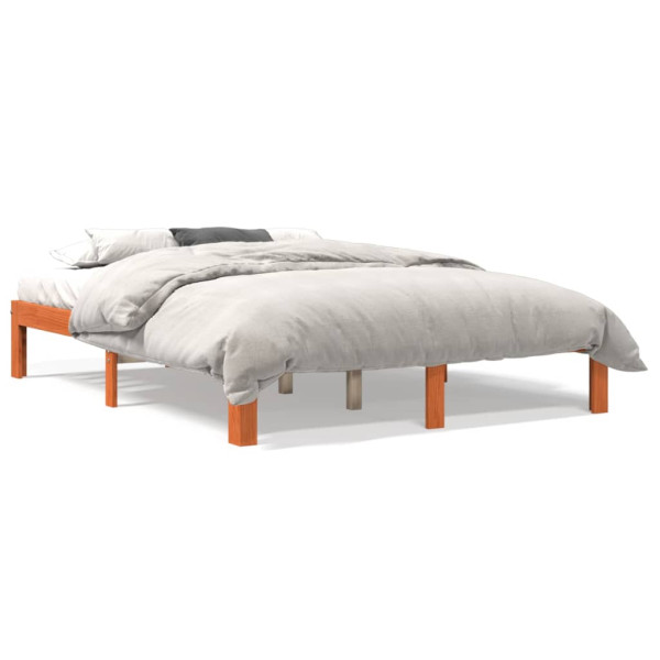 Estructura de cama madera maciza pino marrón cera 120x190 cm D