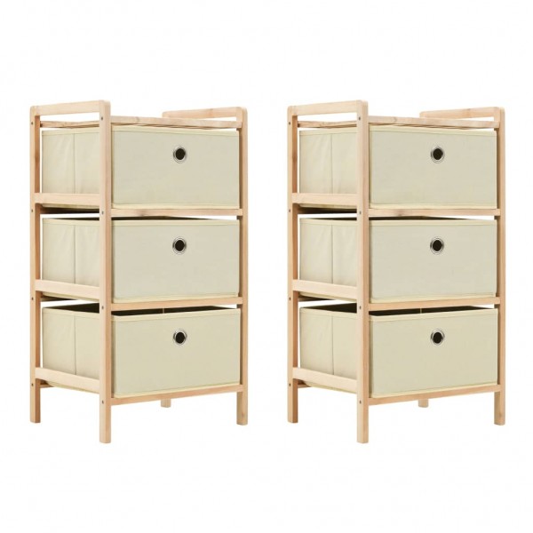 Estantes con 3 cestas de tela 2 unidades madera de cedro beige D