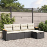 5 pcs conjunto sofás de jardim com almofadões vime PE preto 1