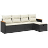 Set de muebles de jardín 5 pzas y cojines ratán sintético negro 2