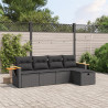 Set de muebles de jardín 5 pzas y cojines ratán sintético negro 1