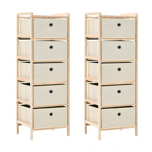 Estantes con 5 cestas de tela 2 unidades madera de cedro beige D