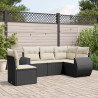 5 pcs conjunto sofás de jardim com almofadões vime PE preto 1