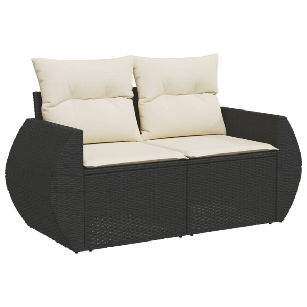 5 pcs conjunto sofás de jardim com almofadões vime PE preto M 4
