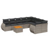 Set de muebles de jardín 9 pzas y cojines ratán sintético gris 2
