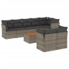 Set de muebles de jardín 9 pzas y cojines ratán sintético gris 2