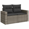 6 pcs conjunto sofás de jardim com almofadões vime cinzento 5