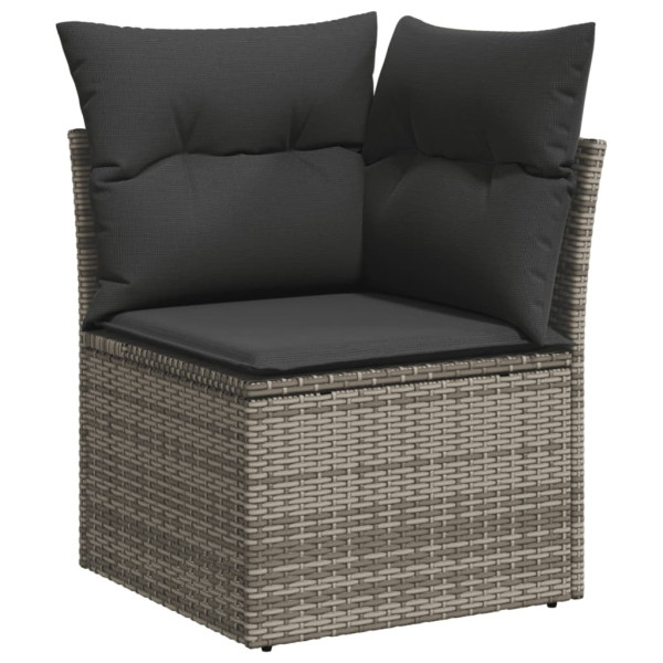 6 pcs conjunto sofás de jardim com almofadões vime cinzento M 4