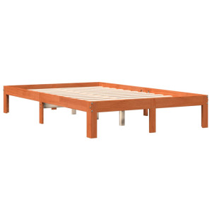 Estructura de cama madera maciza pino marrón cera 140x200 cm H