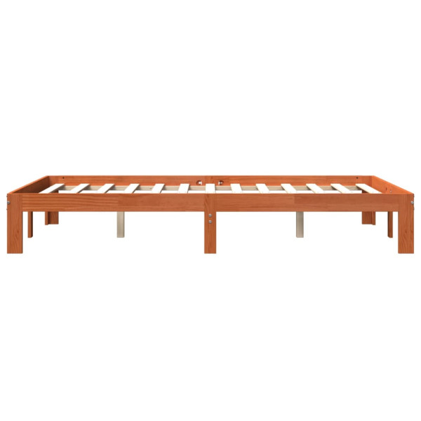 Estructura de cama madera maciza pino marrón cera 140x200 cm M 5