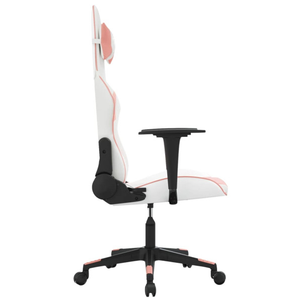 Silla gaming de masaje cuero sintético blanco y rosa M 4