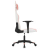 Silla gaming de masaje cuero sintético blanco y rosa 4