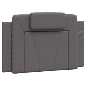 Cabecero de cama acolchado cuero sintético gris 80 cm H