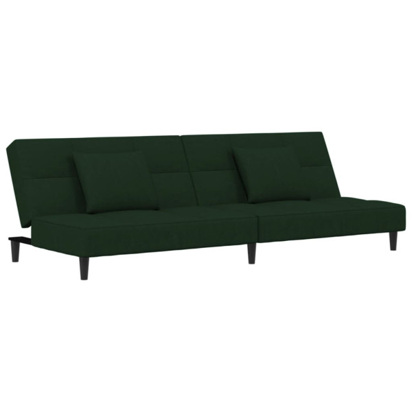 Sofá cama de 2 plazas con dos almohadas terciopelo verde oscuro M 2