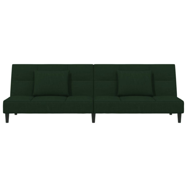 Sofá cama de 2 plazas con dos almohadas terciopelo verde oscuro M 4