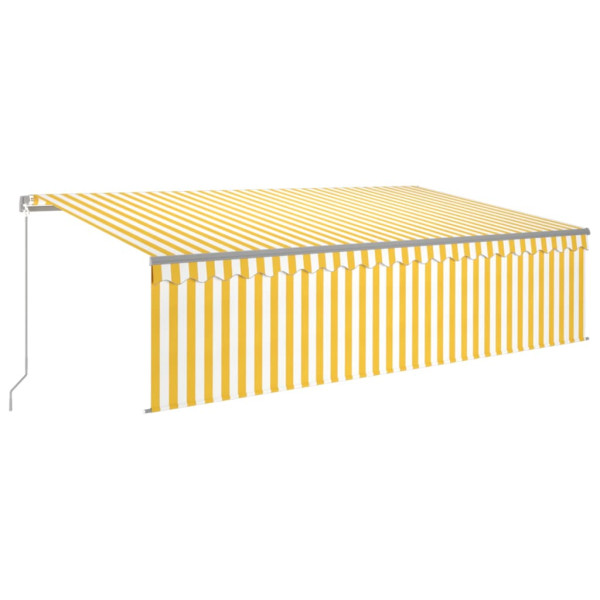 Toldo retrátil manual com estore/LED 5x3 m amarelo e branco M 2