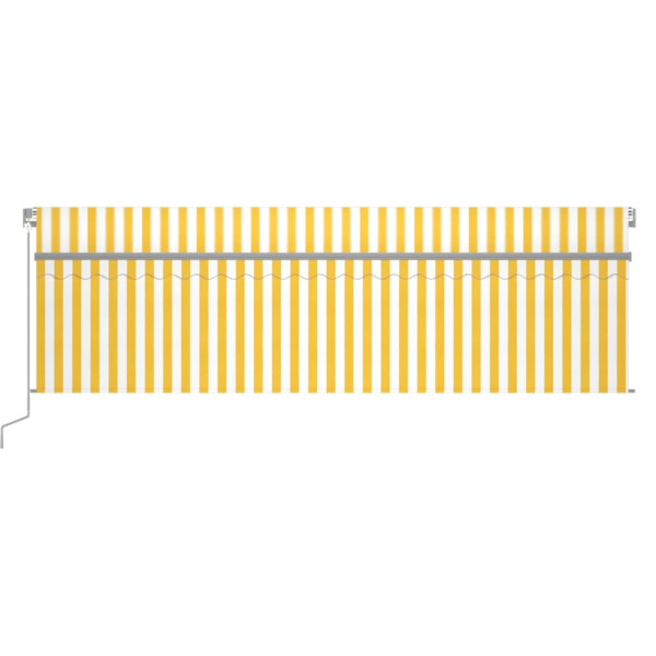 Toldo retrátil manual com estore/LED 5x3 m amarelo e branco M 3