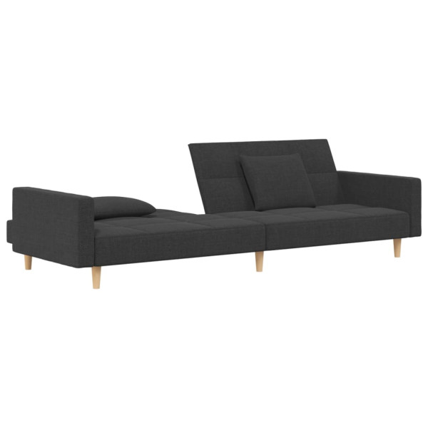 Sofá cama de 2 plazas con dos almohadas tela gris oscuro M 5