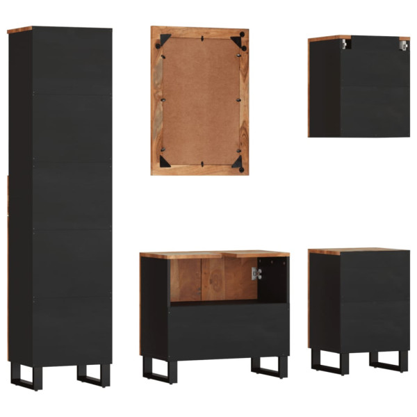 Conjunto de muebles de baño 5 piezas madera maciza reciclada M 4