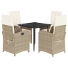 Set comedor de jardín 5 pzas con cojines ratán sintético beige 2