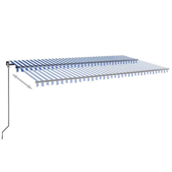 Toldo retráctil manual con luz LED azul y blanco 600x300 cm M 3