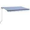 Toldo retrátil manual 450x350 cm azul e branco 2