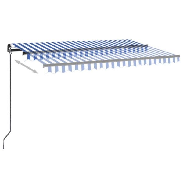 Toldo retrátil manual 450x350 cm azul e branco M 3