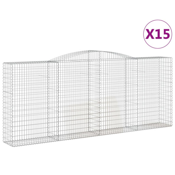 Cestos gabião arqueados 15 pcs 400x50x160/180 ferro galvanizado M 2