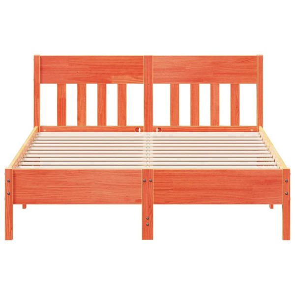 Estructura cama con cabecero madera pino marrón cera 120x200 cm M 4