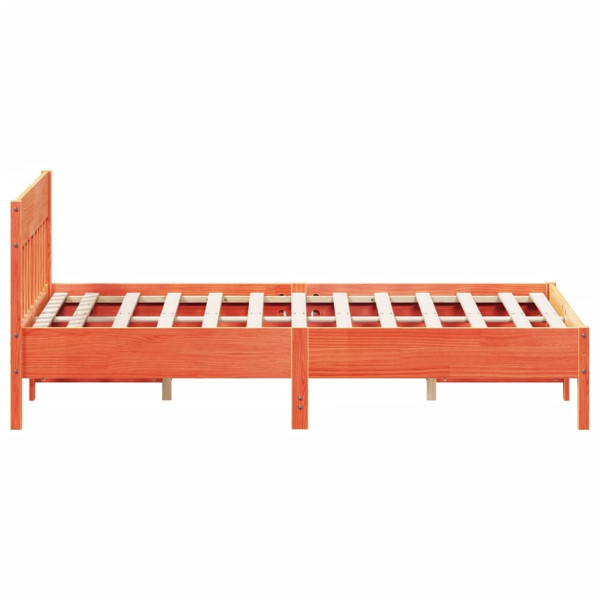 Estructura cama con cabecero madera pino marrón cera 120x200 cm M 5