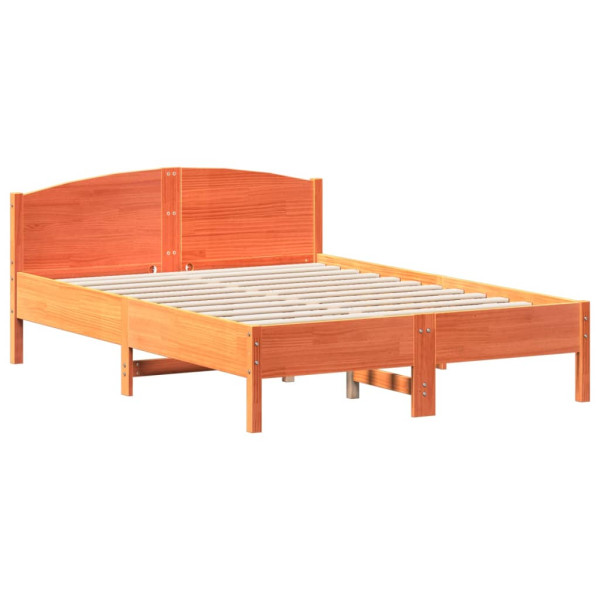 VidaXL Cama sem colchão 140x190 cm pinho maciço castanho-mel M 2