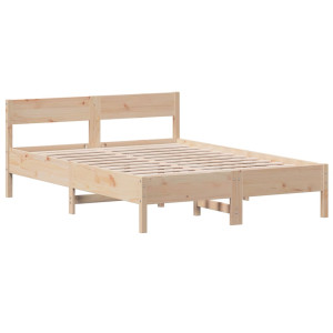 Estructura de cama con cabecero madera maciza pino 120x200 cm H