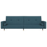Sofá cama de 2 plazas con dos almohadas terciopelo azul 4